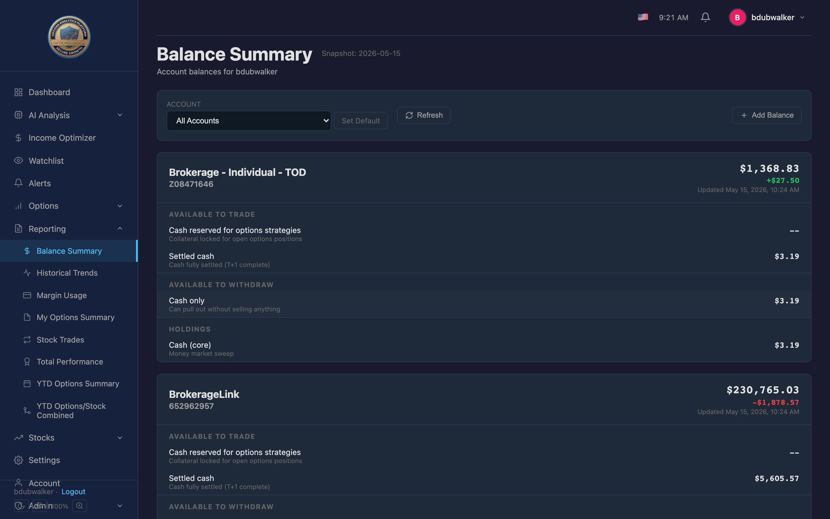 Balance Summary