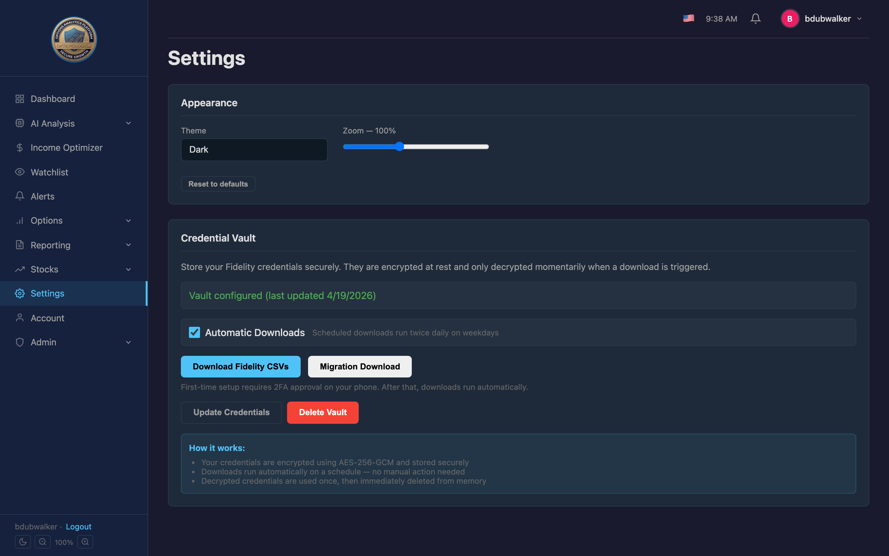 Credential Vault setup